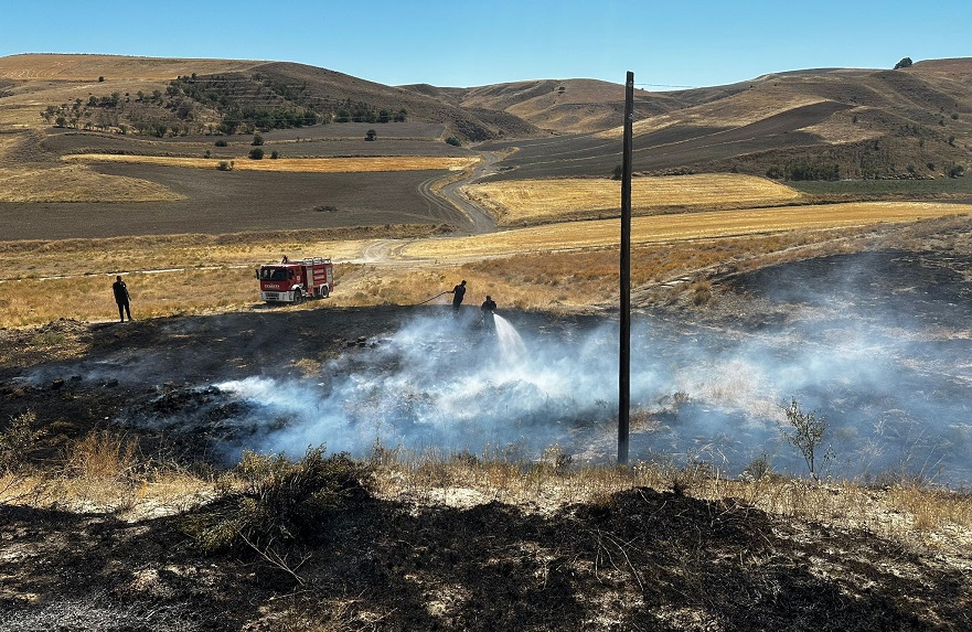 Çankırı'da çıkan örtü yangını büyümeden söndürüldü