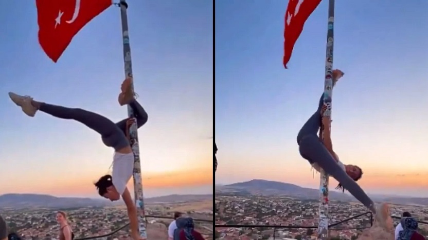 Nevşehir'de bayrak direğinde yapılan dansa soruşturma