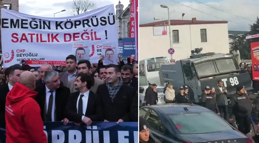 CHP'den köprülerin özelleştirilmesine karşı Beşiktaş'ta polis ablukası altında eylem!