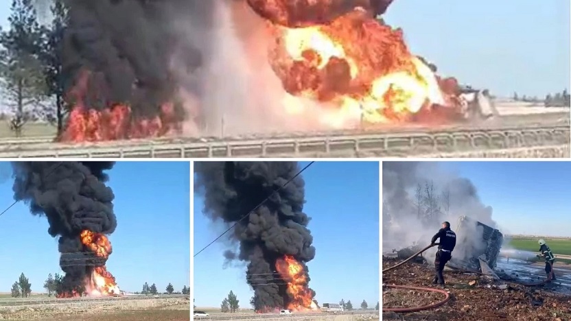 Şanlıurfa'da yakıt yüklü TIR alev topuna döndü
