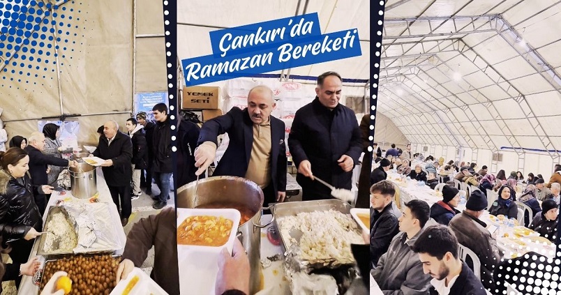 Çankırı Valisi ve Belediye Başkanı iftar çadırında vatandaşla 'iftar' açtılar