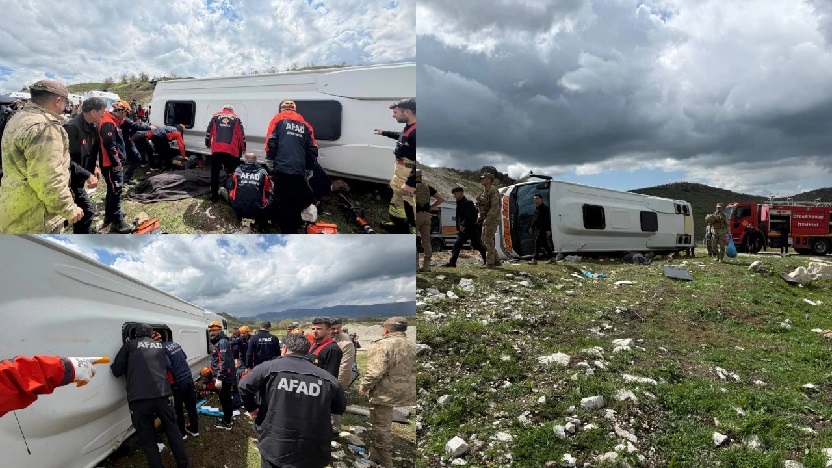 Diyarbakır’da yolcu otobüsü devrildi: Bir ölü, 13 yaralı