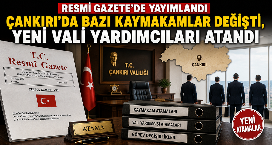 Çankırı'ya yeni vali yardımcıları, yeni kaymakamlar atandı