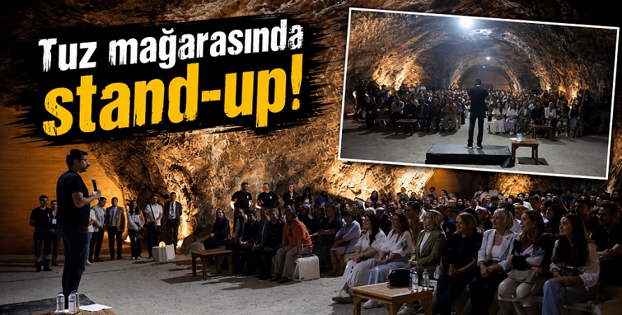 Komedyen Yaver Coruk'tan Tuz Mağarası'nda 'kahkaha' fırtınası