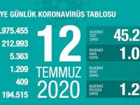 12 Temmuz 2020 Corona virüs rakamları! Vaka sayısı bin 12, ölüm 19
